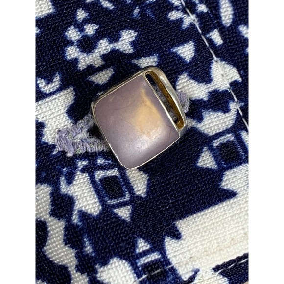 Vintage 70s Bold Geo Graphic Blue White PUS8Y Bow Lilac Mood Style Buttons ~SZ M - Picture 6 of 13